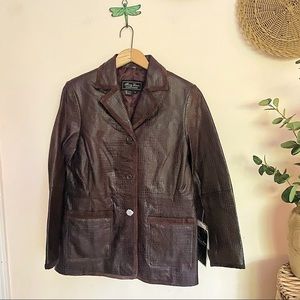 NWT Vintage Terry Lewis Classic Luxuries Leather Jacket - Brown Reptile